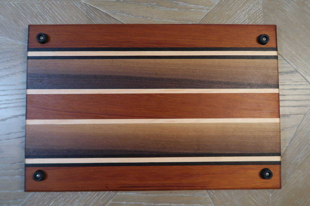 MAHOGANY, MAPLE, WENGE & BLACK WALNUT CUTTING BOARD