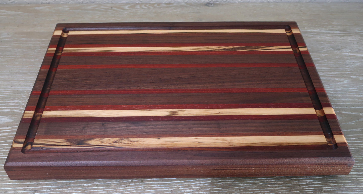 WALNUT BRAZILIAN CHERRY MAPLE PADUK ZEBRAWOOD BUTCHER BLOCK CUTTING BOARD