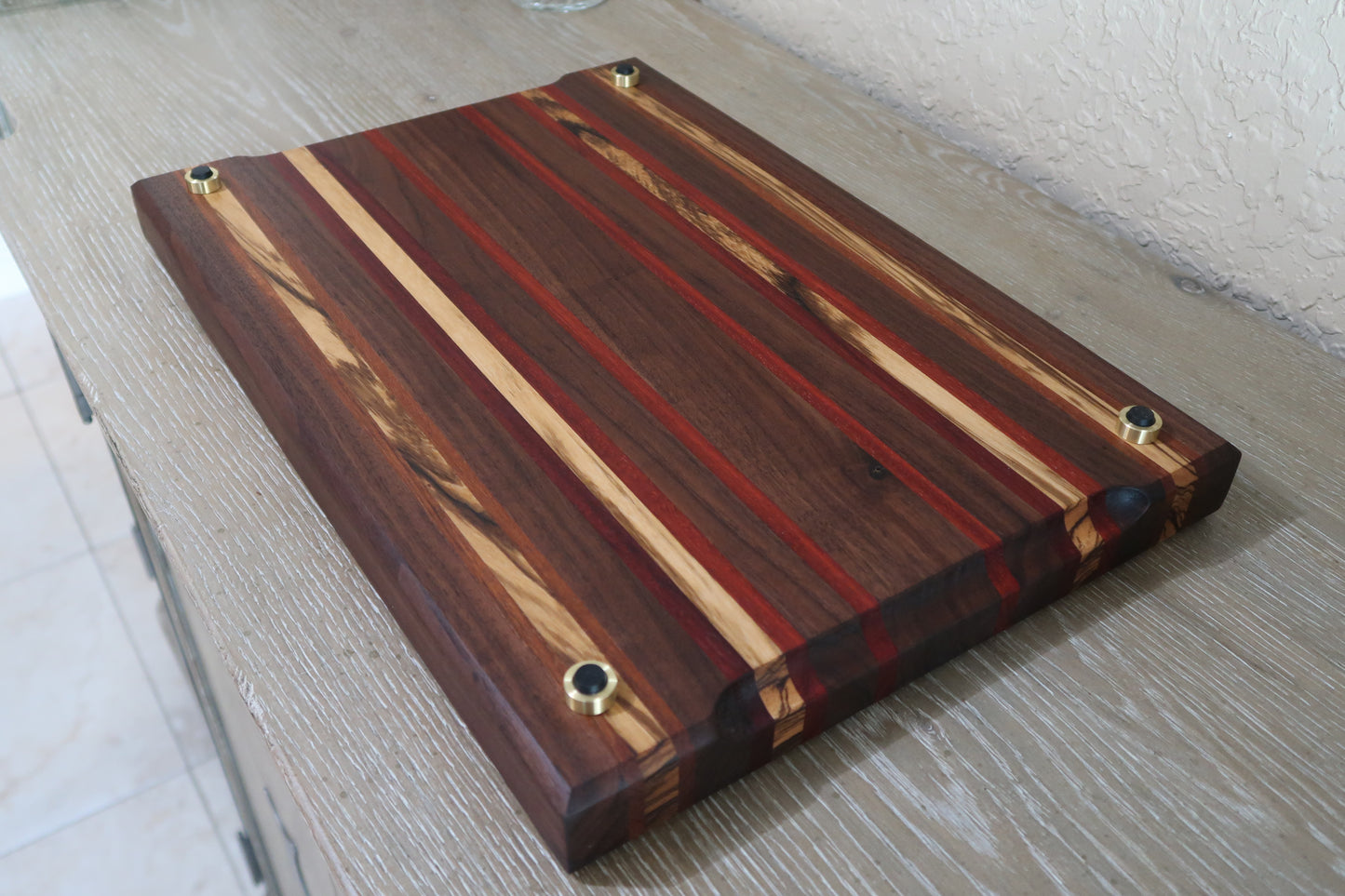 WALNUT BRAZILIAN CHERRY MAPLE PADUK ZEBRAWOOD BUTCHER BLOCK CUTTING BOARD