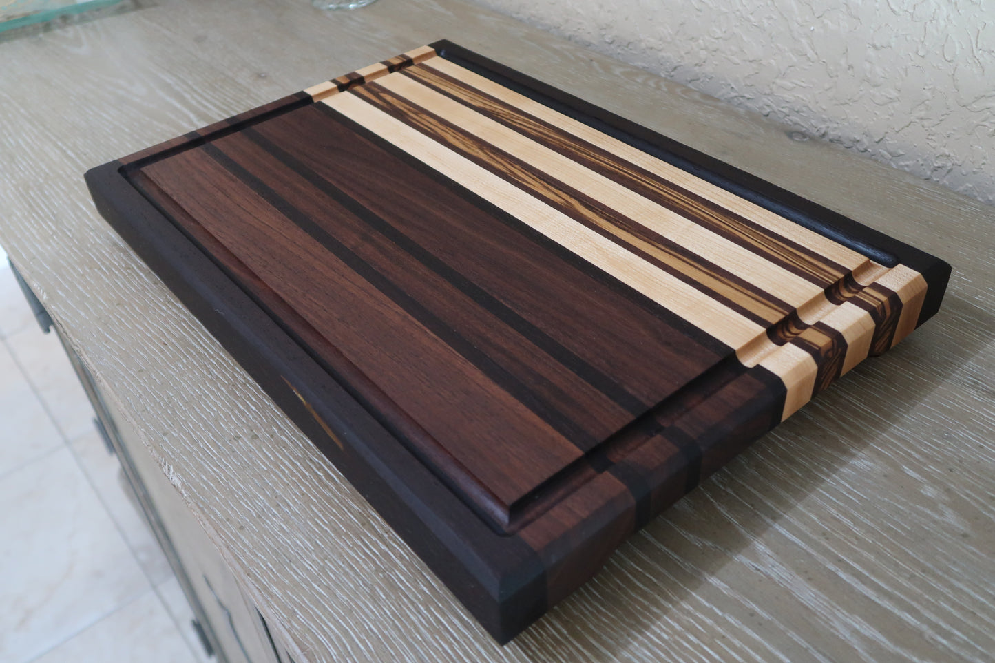 WALNUT WENGE MAPLE ZEBRAWOOD BUTCHER BLOCK CUTTING BOARD