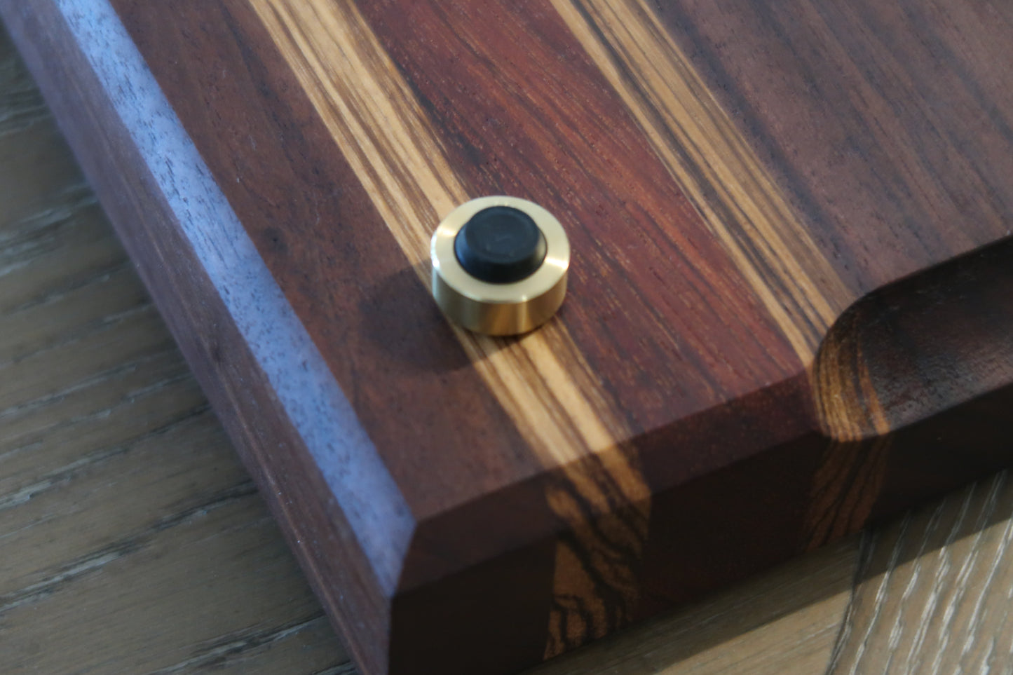 WALNUT BRAZILIAN CHERRY & ZEBRAWOOD BUTCHER BLOCK CUTTING BOARD