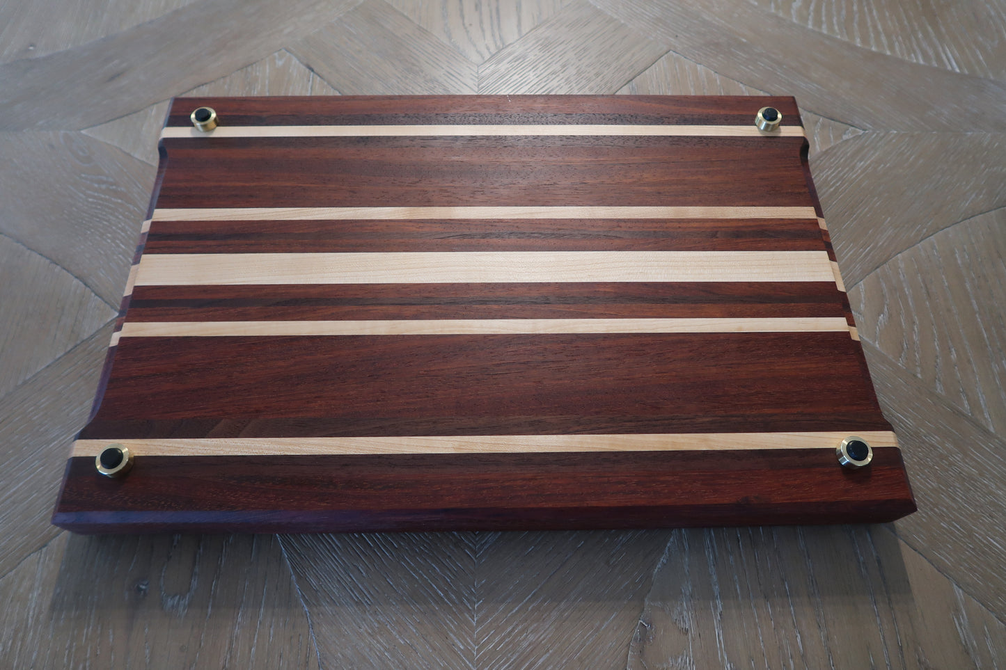 BRAZILIAN CHERRY MAPLE & WALNUT BUTCHER BLOCK CUTTING BOARD