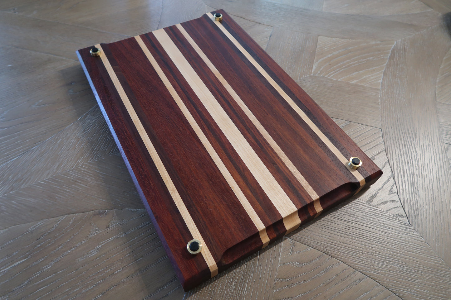 BRAZILIAN CHERRY MAPLE & WALNUT BUTCHER BLOCK CUTTING BOARD