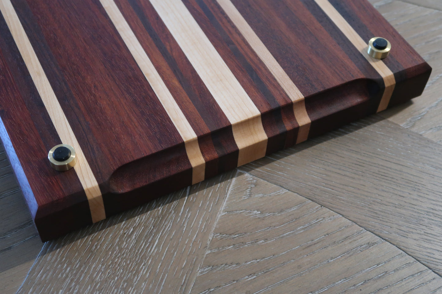 BRAZILIAN CHERRY MAPLE & WALNUT BUTCHER BLOCK CUTTING BOARD
