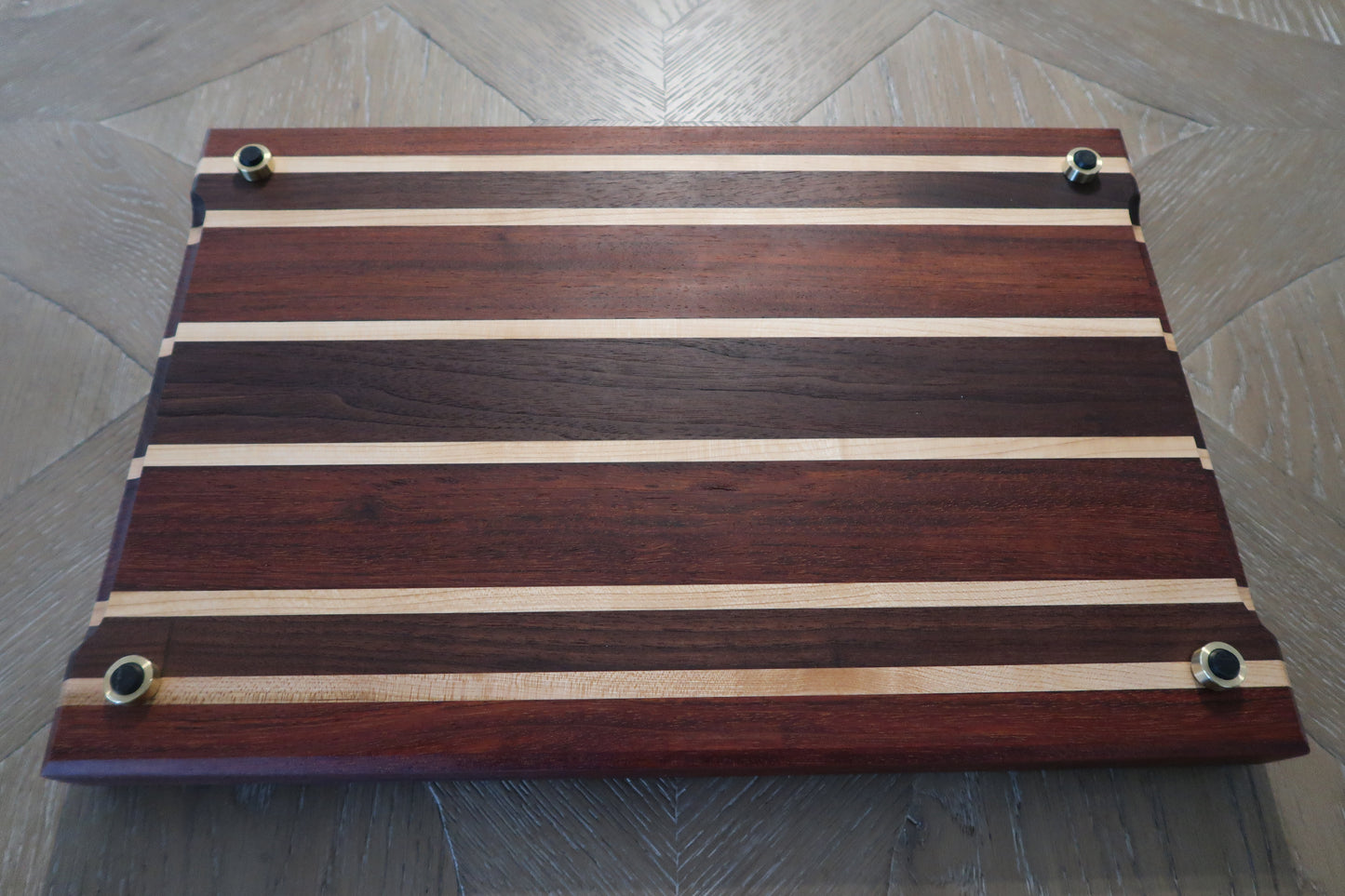 BRAZILIAN CHERRY MAPLE & WALNUT BUTCHER BLOCK CUTTING BOARD