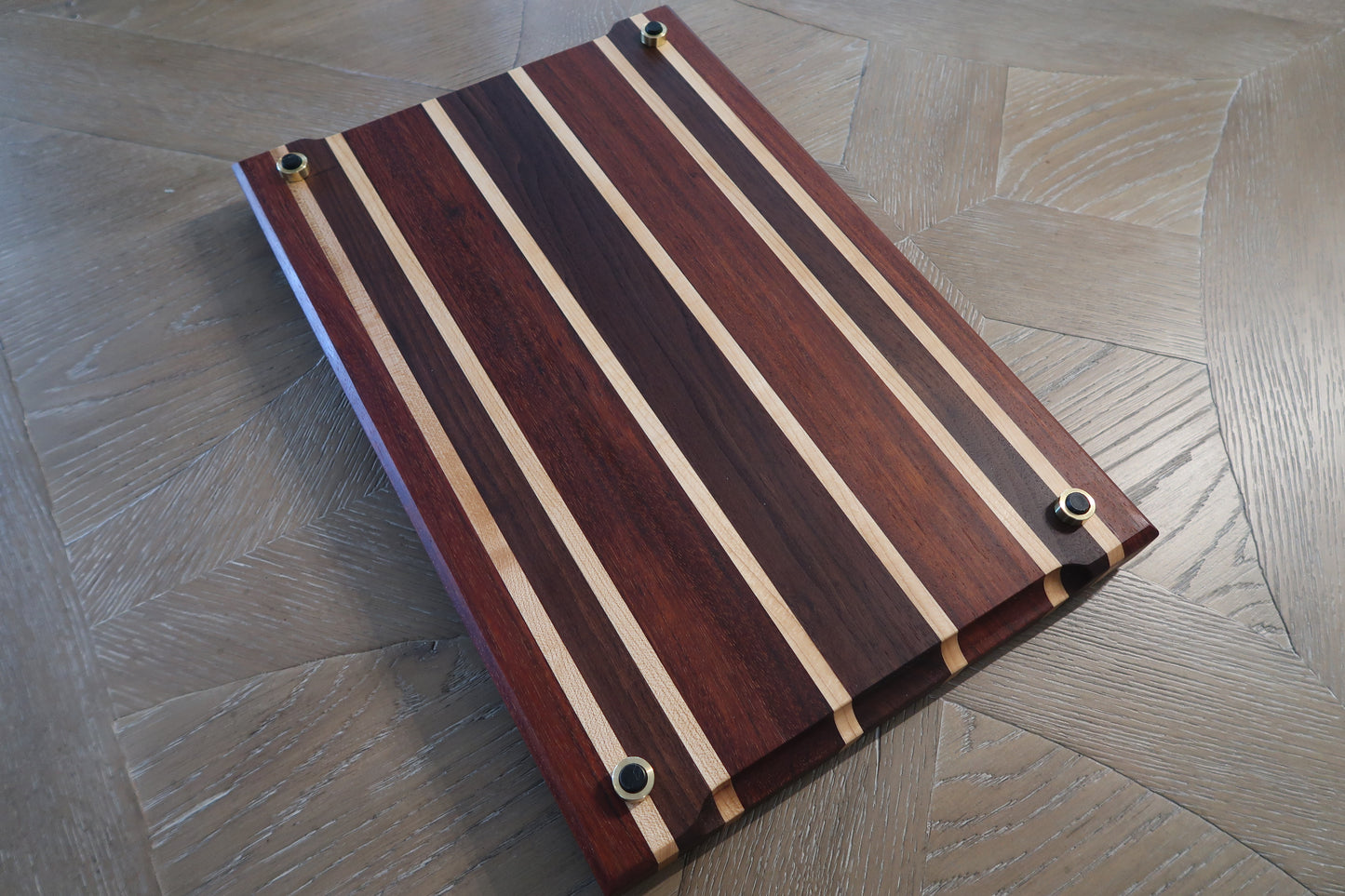 BRAZILIAN CHERRY MAPLE & WALNUT BUTCHER BLOCK CUTTING BOARD