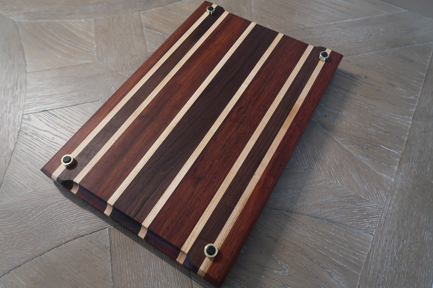 BRAZILIAN CHERRY MAPLE & WALNUT BUTCHER BLOCK CUTTING BOARD