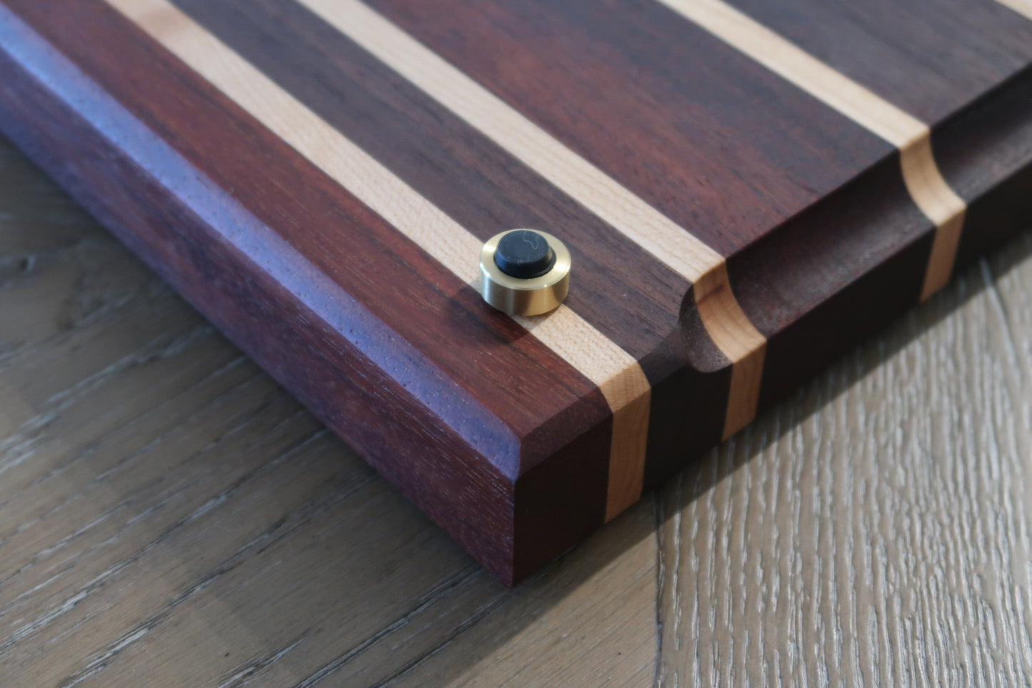 BRAZILIAN CHERRY MAPLE & WALNUT BUTCHER BLOCK CUTTING BOARD