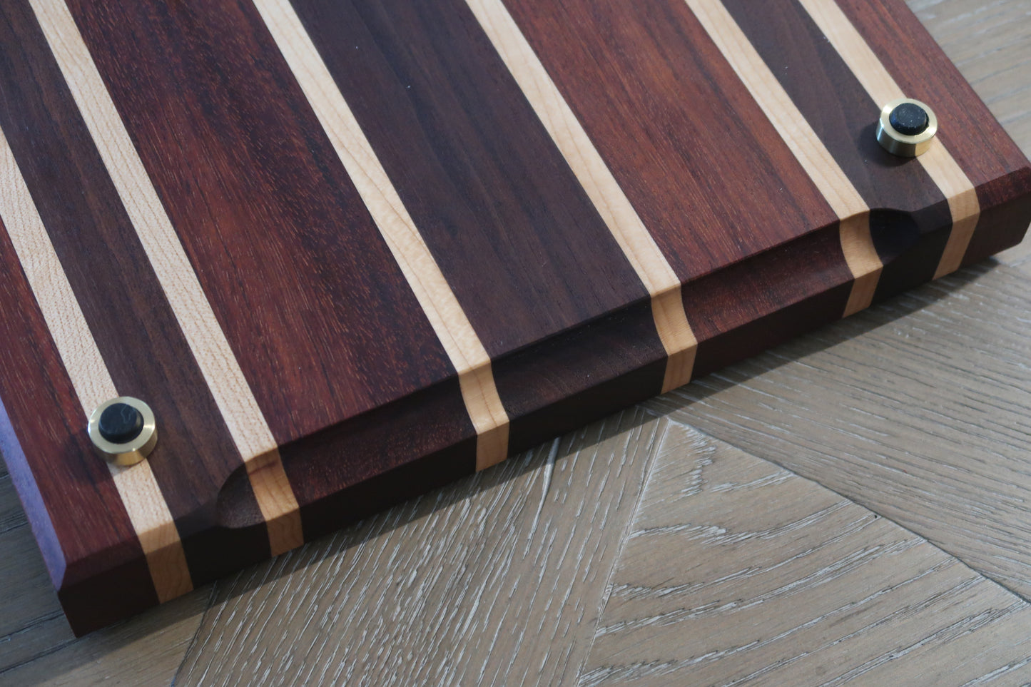 BRAZILIAN CHERRY MAPLE & WALNUT BUTCHER BLOCK CUTTING BOARD