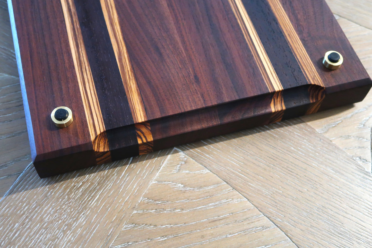 WALNUT WENGE & ZEBRAWOOD BUTCHER BLOCK CUTTING BOARD