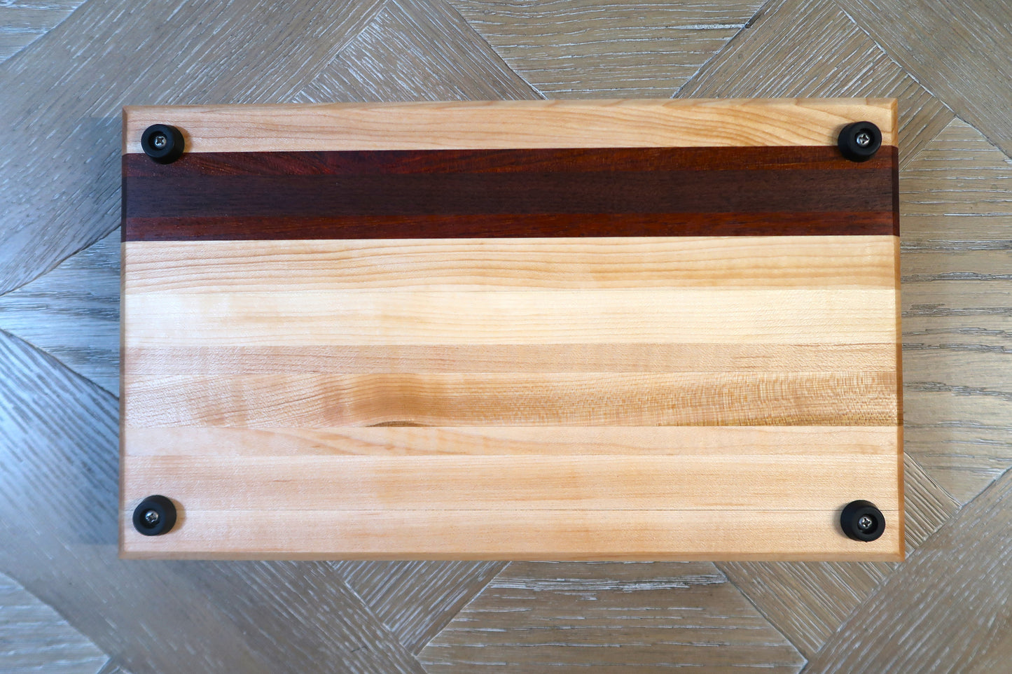 MAPLE WITH BRAZILIAN CHERRY & WALNUT "TEQUILA" BAR TOP CUTTING BOARD