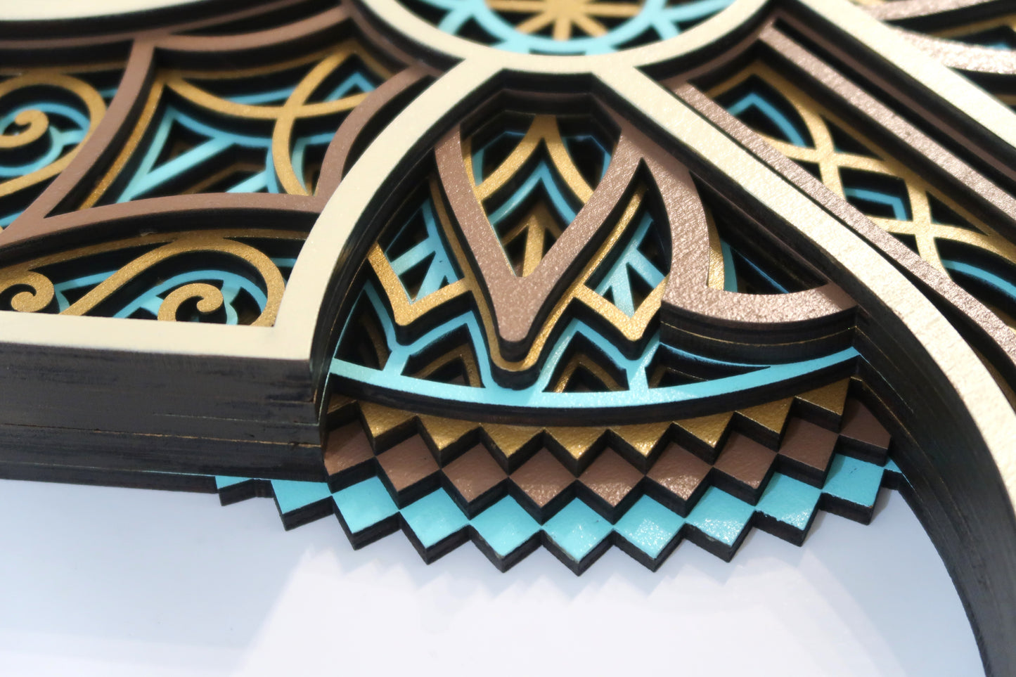 MULTI LAYER HANDMADE LASER CUT WOODEN CROSS WALL ART (ECW#2)