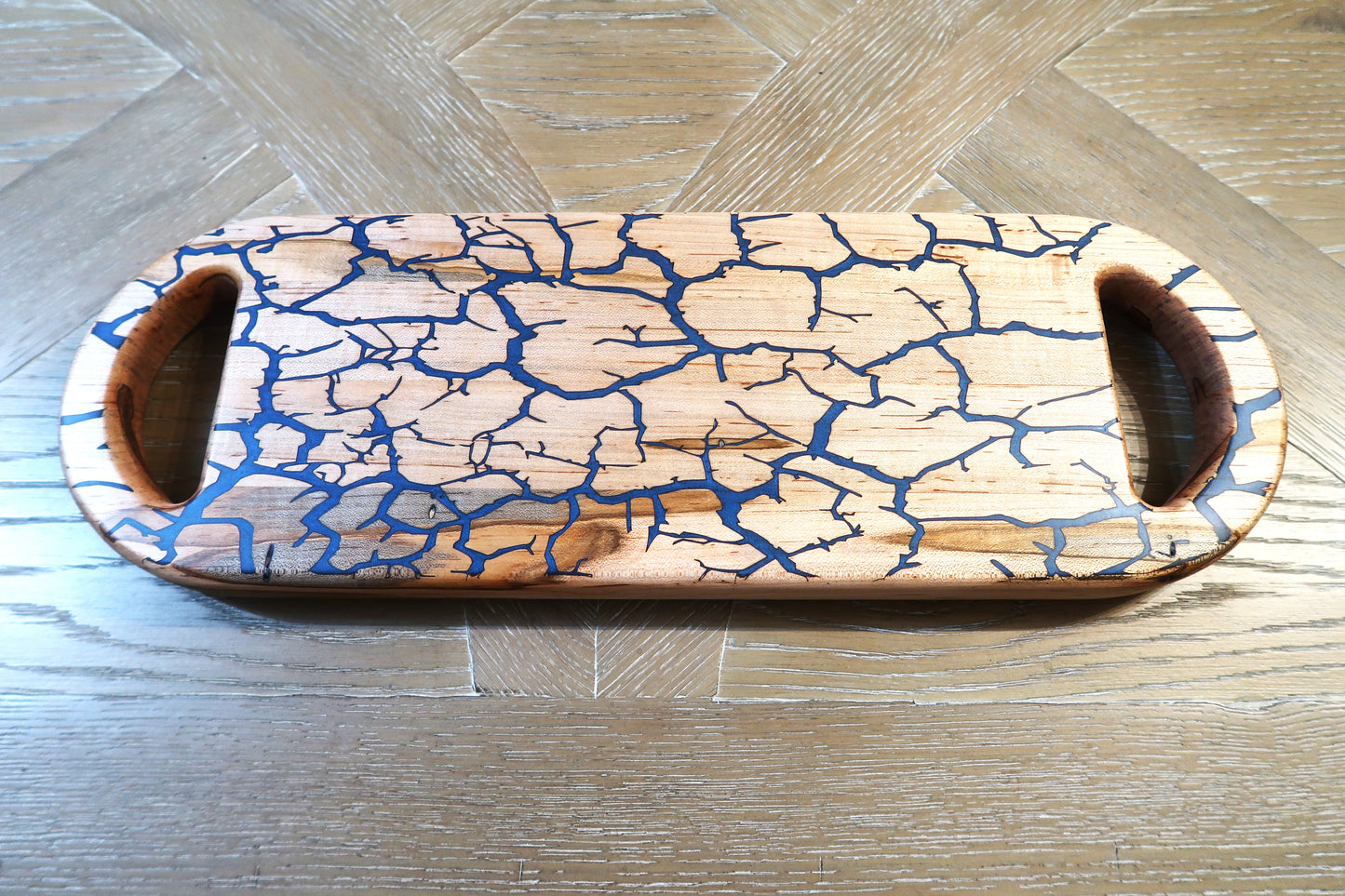 AMBROSIA MAPLE WITH RESIN GROUND CRACKS EFFECT SERVING BOARD