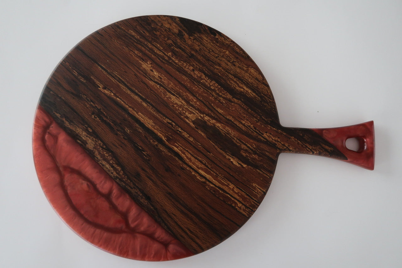 LAUREL BURL AND COLORED RESIN CHARCUTERIE BOARD