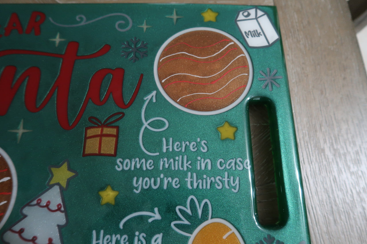 CHRISTMAS CHARCUTERIE/COOKIE GREEN RESIN BOARD WITH HANDLES