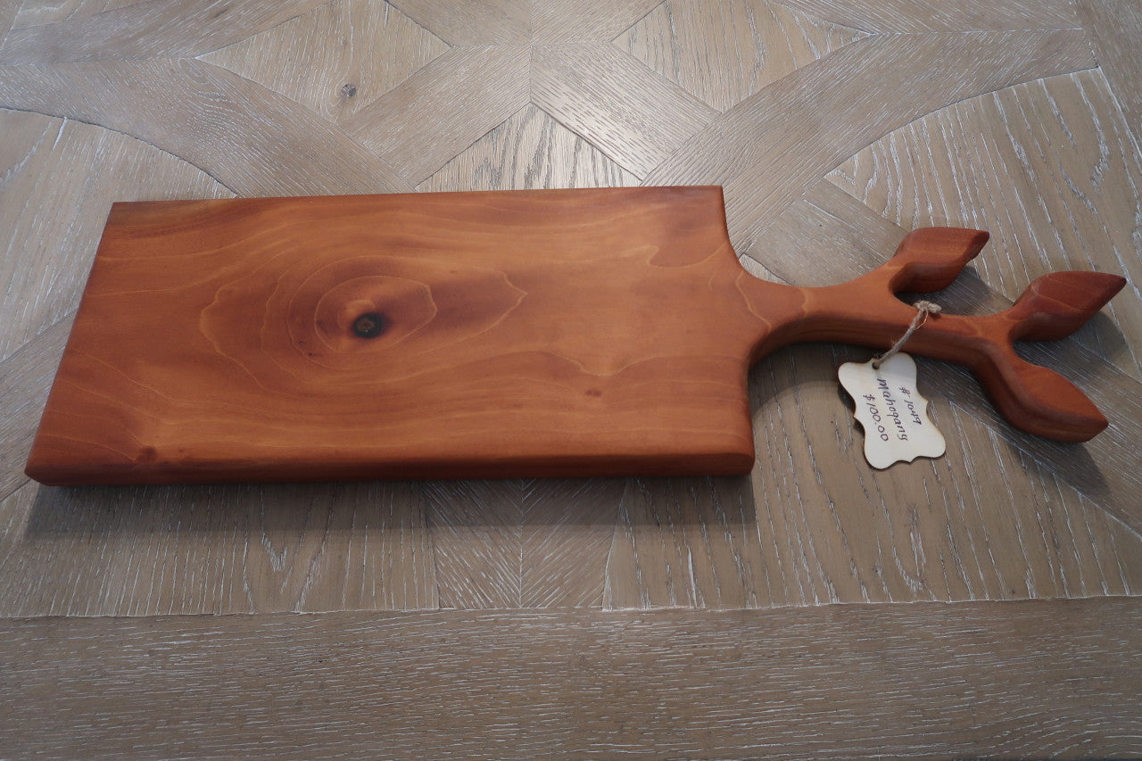MAHOGANY LEAVES HANDLE CHARCUTERIE/CHEESE/CUTTING BOARD