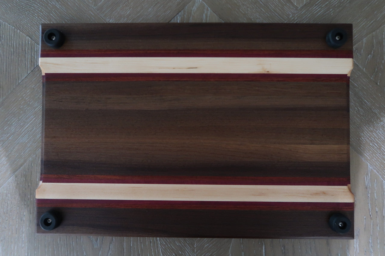 WALNUT,BRAZILIAN CHERRY,PURPLE HEART & MAPLE CUTTING BOARD