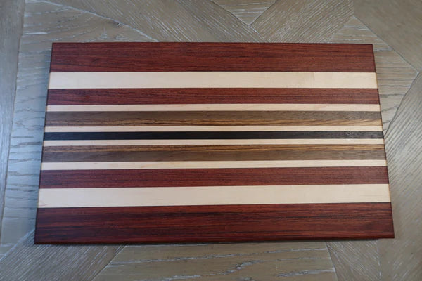 BRAZILIAN CHERRY, MAPLE, WENGE, WALNUT & ZEBRAWOOD CUTTING BOARD