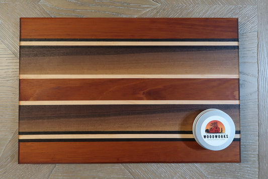 MAHOGANY, MAPLE, WENGE & BLACK WALNUT CUTTING BOARD