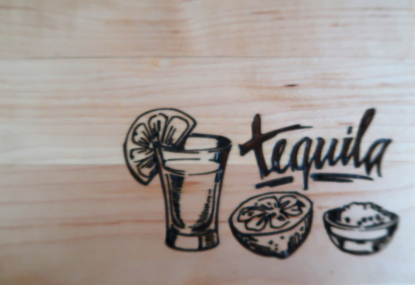 MAPLE WITH BRAZILIAN CHERRY & WENGE "TEQUILA" BAR TOP CUTTING BOARD