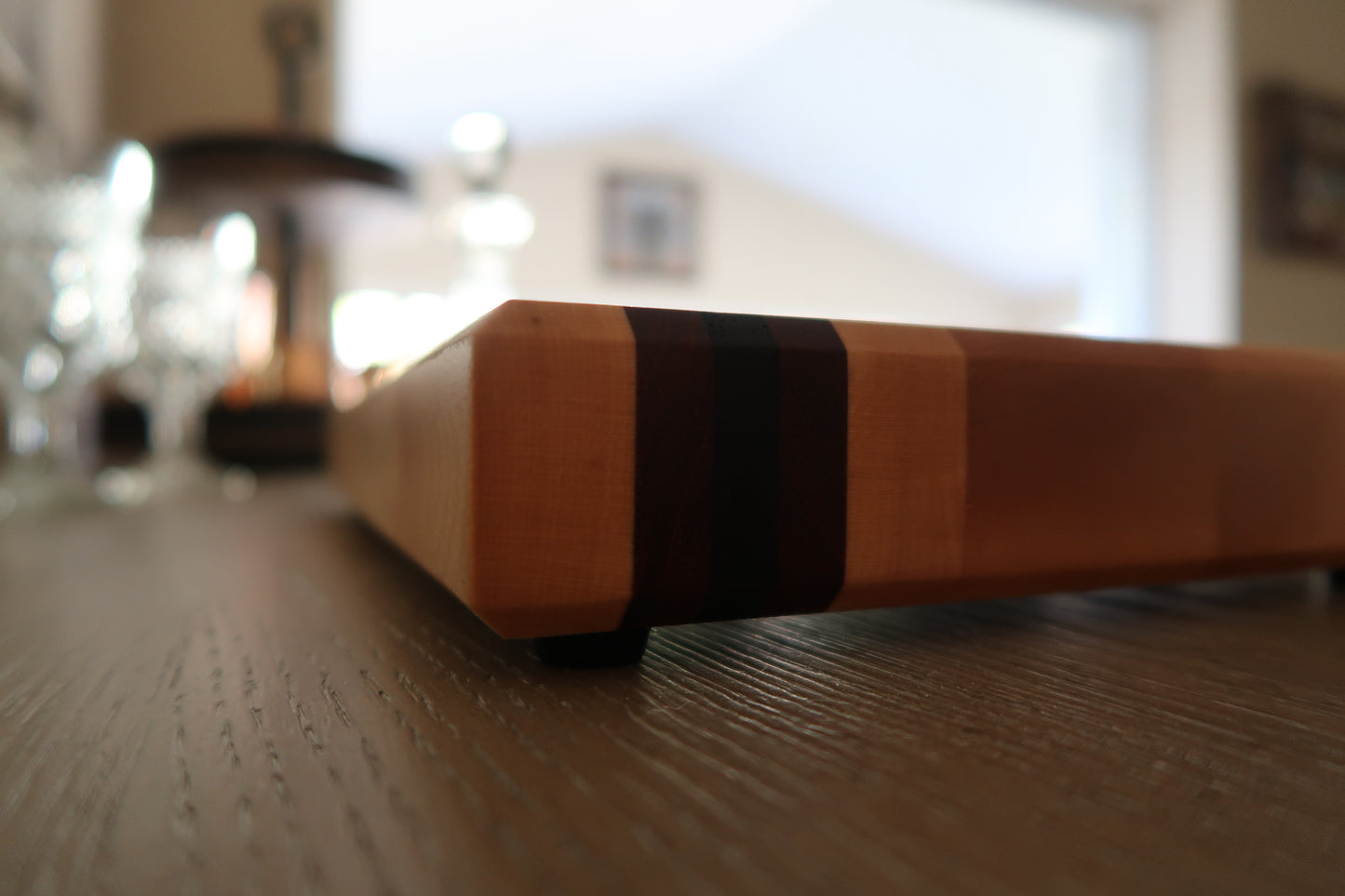 MAPLE WITH BRAZILIAN CHERRY & WENGE "TEQUILA" BAR TOP CUTTING BOARD