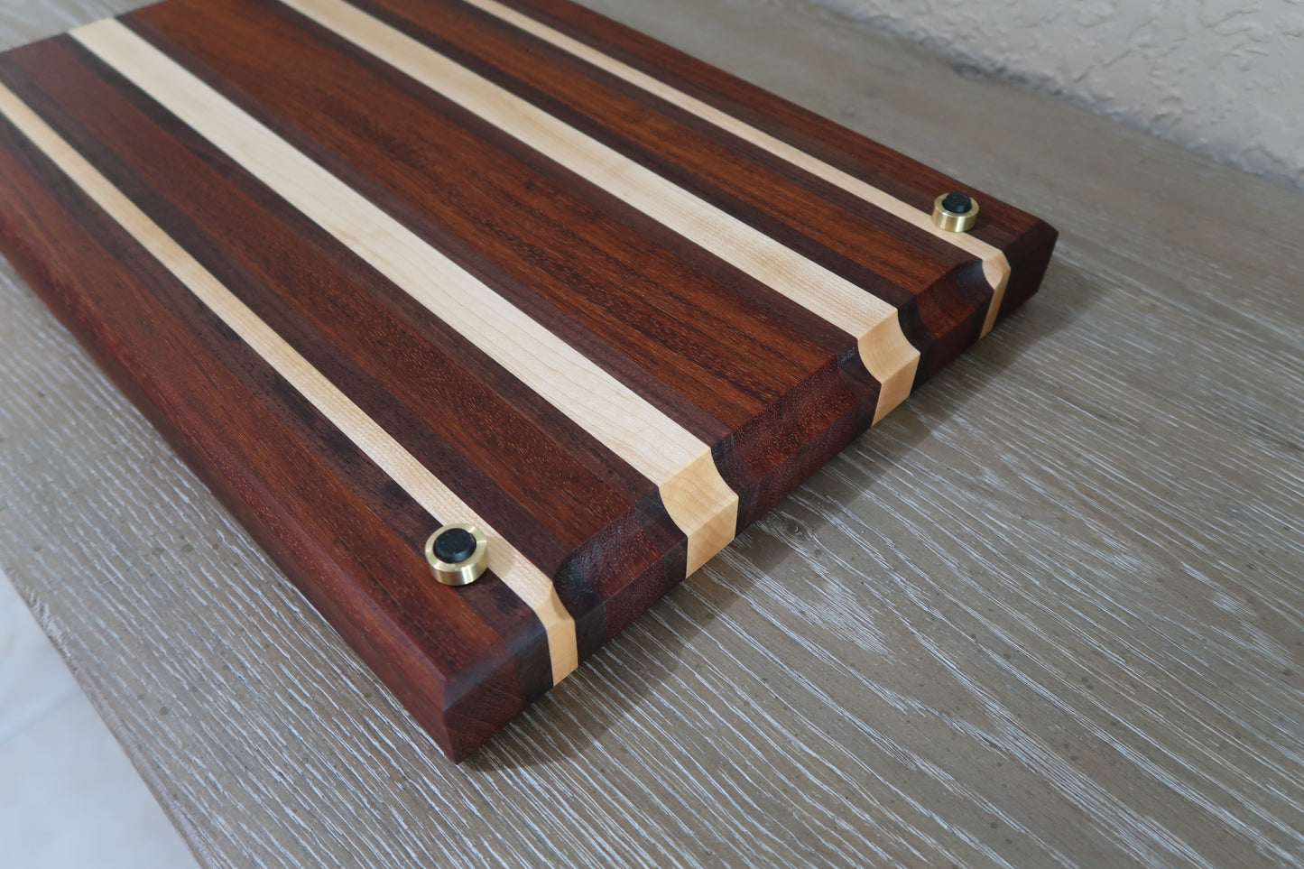 BRAZILIAN CHERRY MAPLE & WALNUT BUTCHER BLOCK CUTTING BOARD