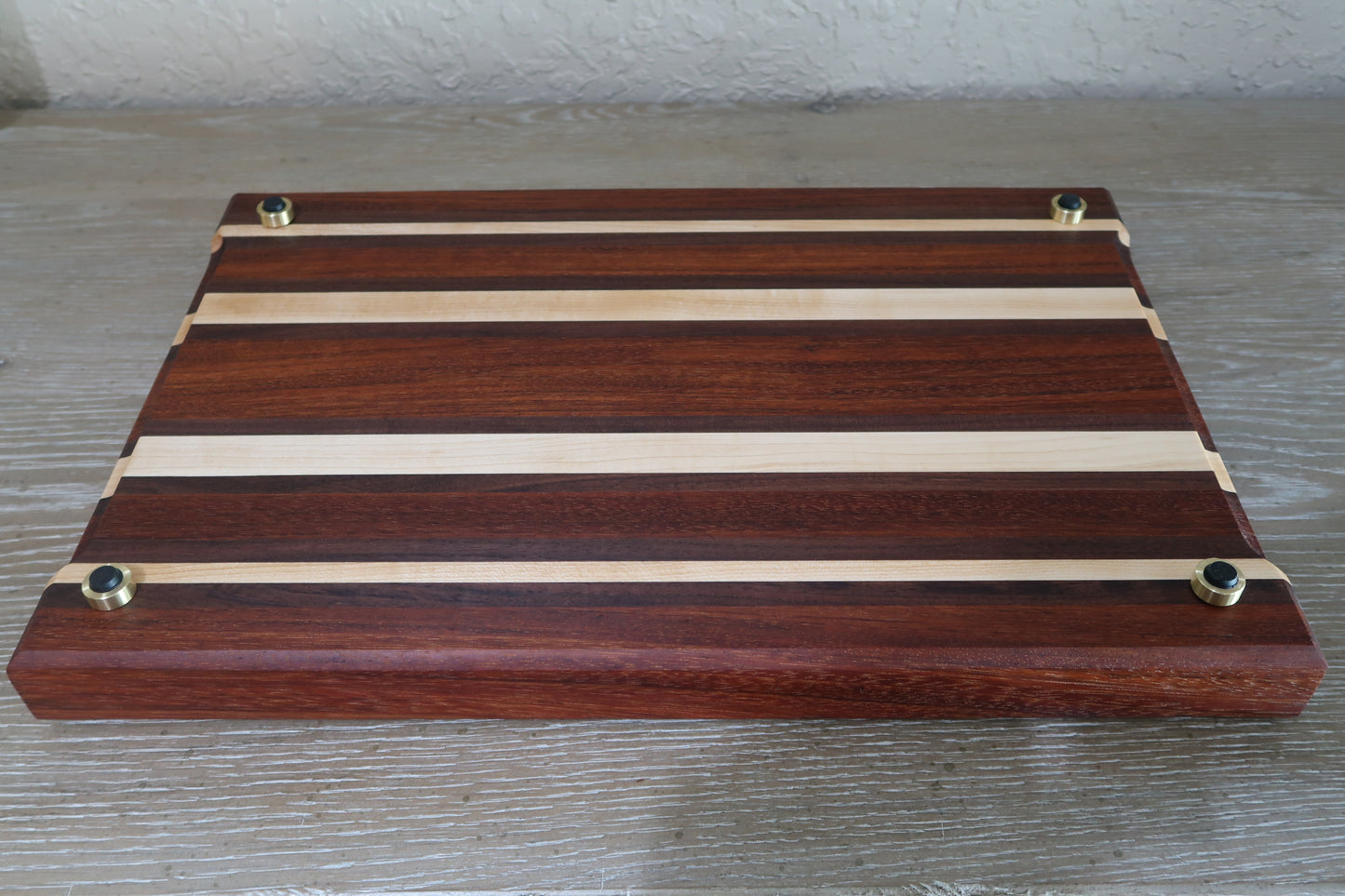 BRAZILIAN CHERRY MAPLE & WALNUT BUTCHER BLOCK CUTTING BOARD