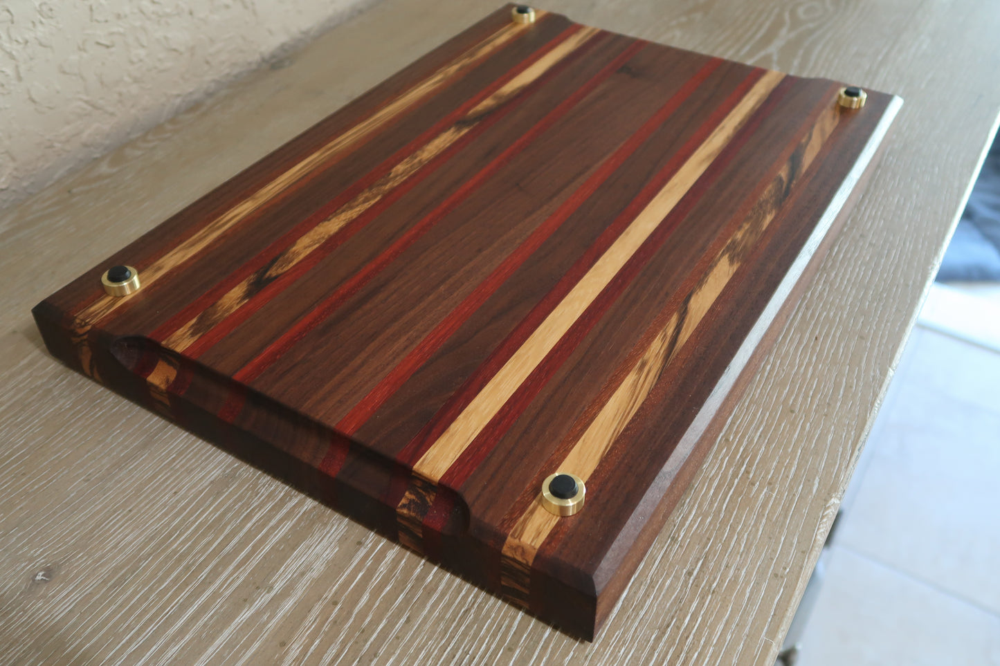 WALNUT BRAZILIAN CHERRY MAPLE PADUK ZEBRAWOOD BUTCHER BLOCK CUTTING BOARD