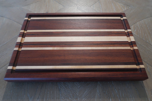 BRAZILIAN CHERRY MAPLE & WALNUT BUTCHER BLOCK CUTTING BOARD