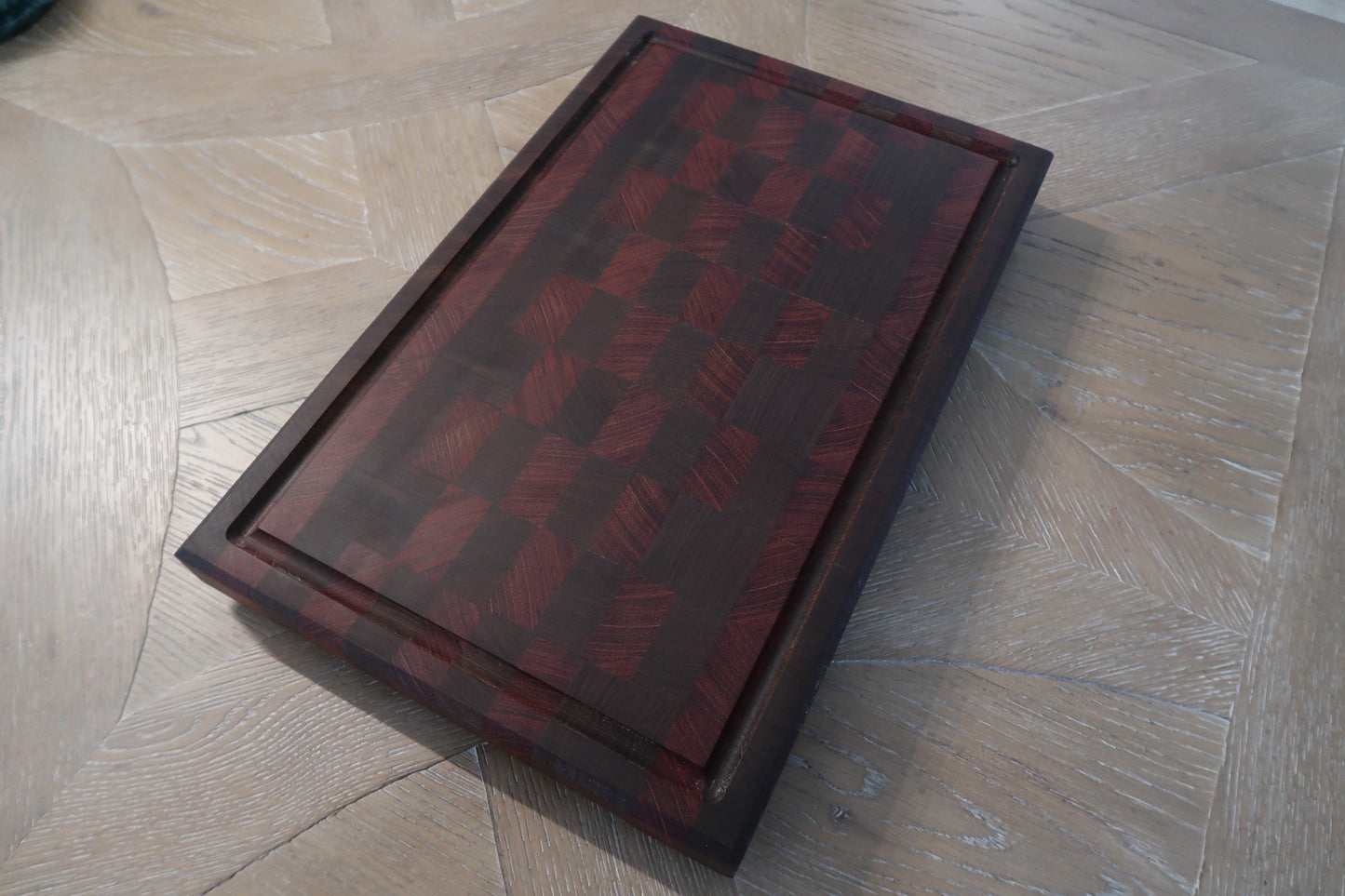 WALNUT & BRAZILIAN CHERRY END GRAIN  BUTCHER BLOCK CUTTING BOARD