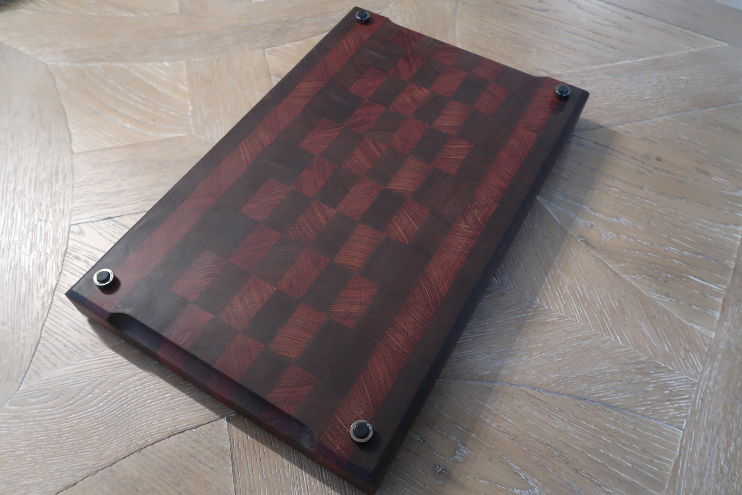 WALNUT & BRAZILIAN CHERRY END GRAIN  BUTCHER BLOCK CUTTING BOARD