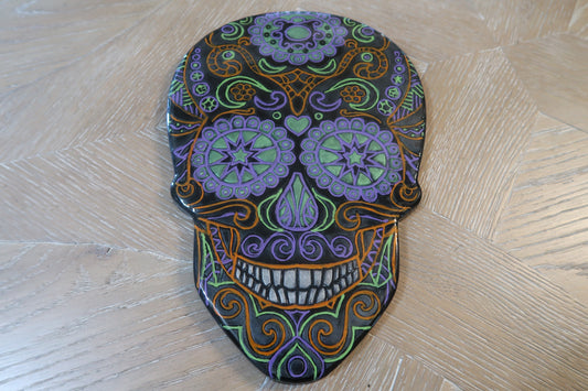 SUGAR SKULL WALL ART RESIN & MICA POWER BLACK BACKGROUND