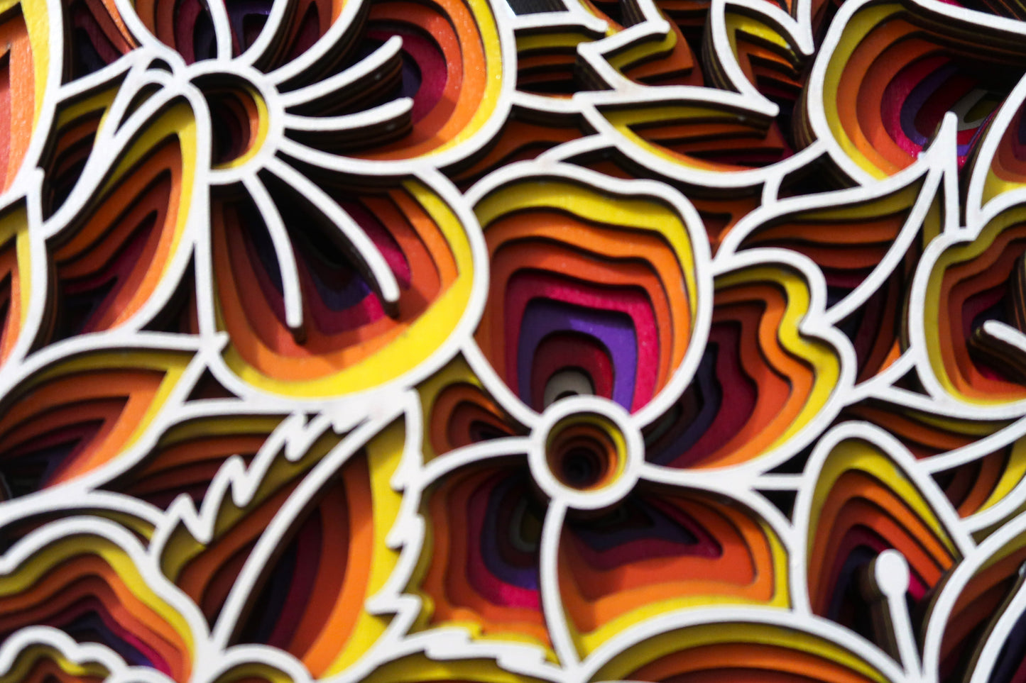 THE FLORAL HEART 3-D LASER CUT MANDALA ZENTANGLE WALL ART