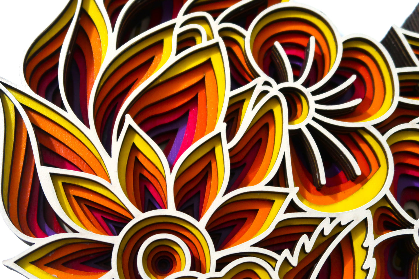 THE FLORAL HEART 3-D LASER CUT MANDALA ZENTANGLE WALL ART