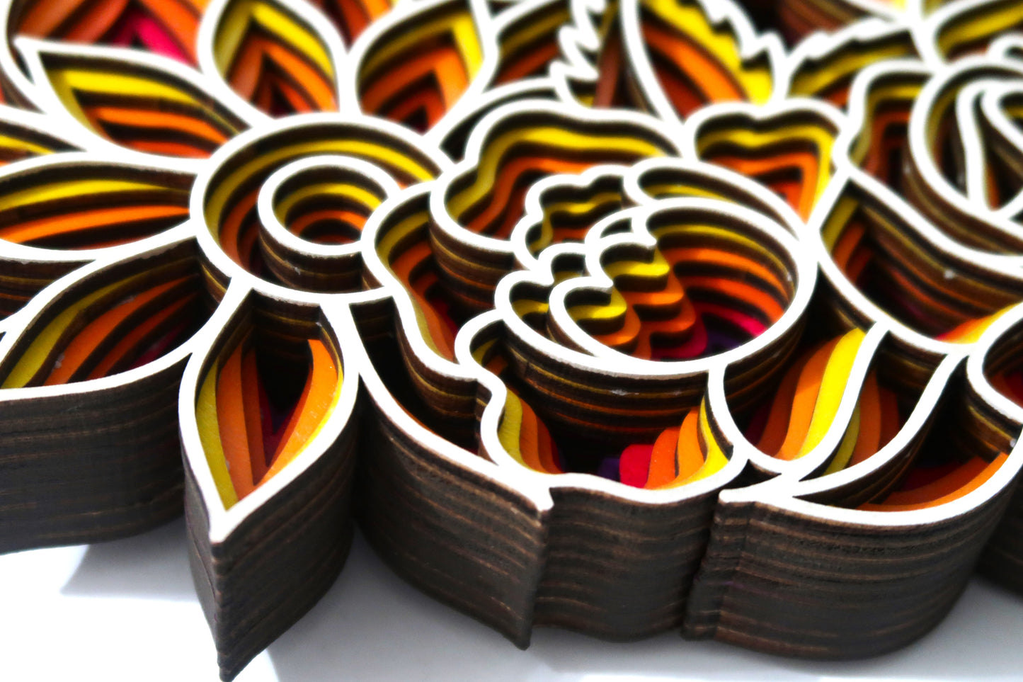 THE FLORAL HEART 3-D LASER CUT MANDALA ZENTANGLE WALL ART