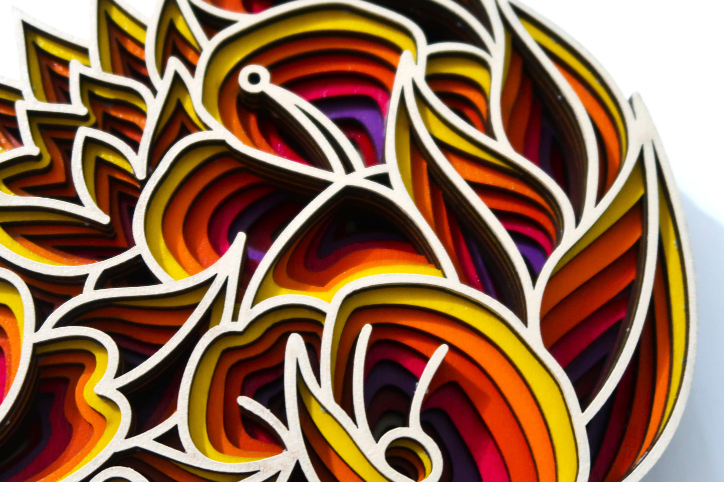 THE FLORAL HEART 3-D LASER CUT MANDALA ZENTANGLE WALL ART