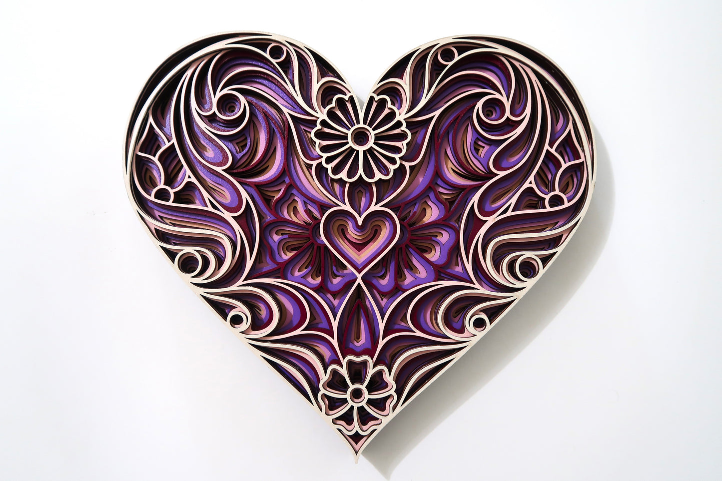 THE SPRING HEART 3-D LASER CUT MANDALA ZENTANGLE WALL ART