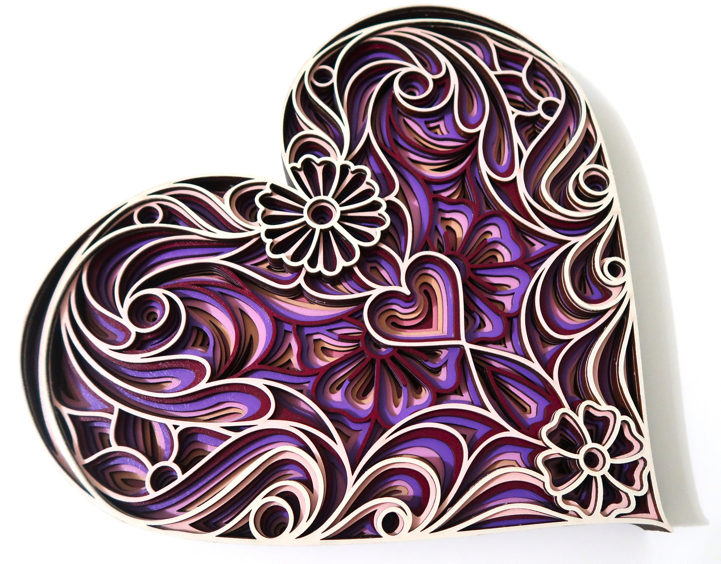 THE SPRING HEART 3-D LASER CUT MANDALA ZENTANGLE WALL ART