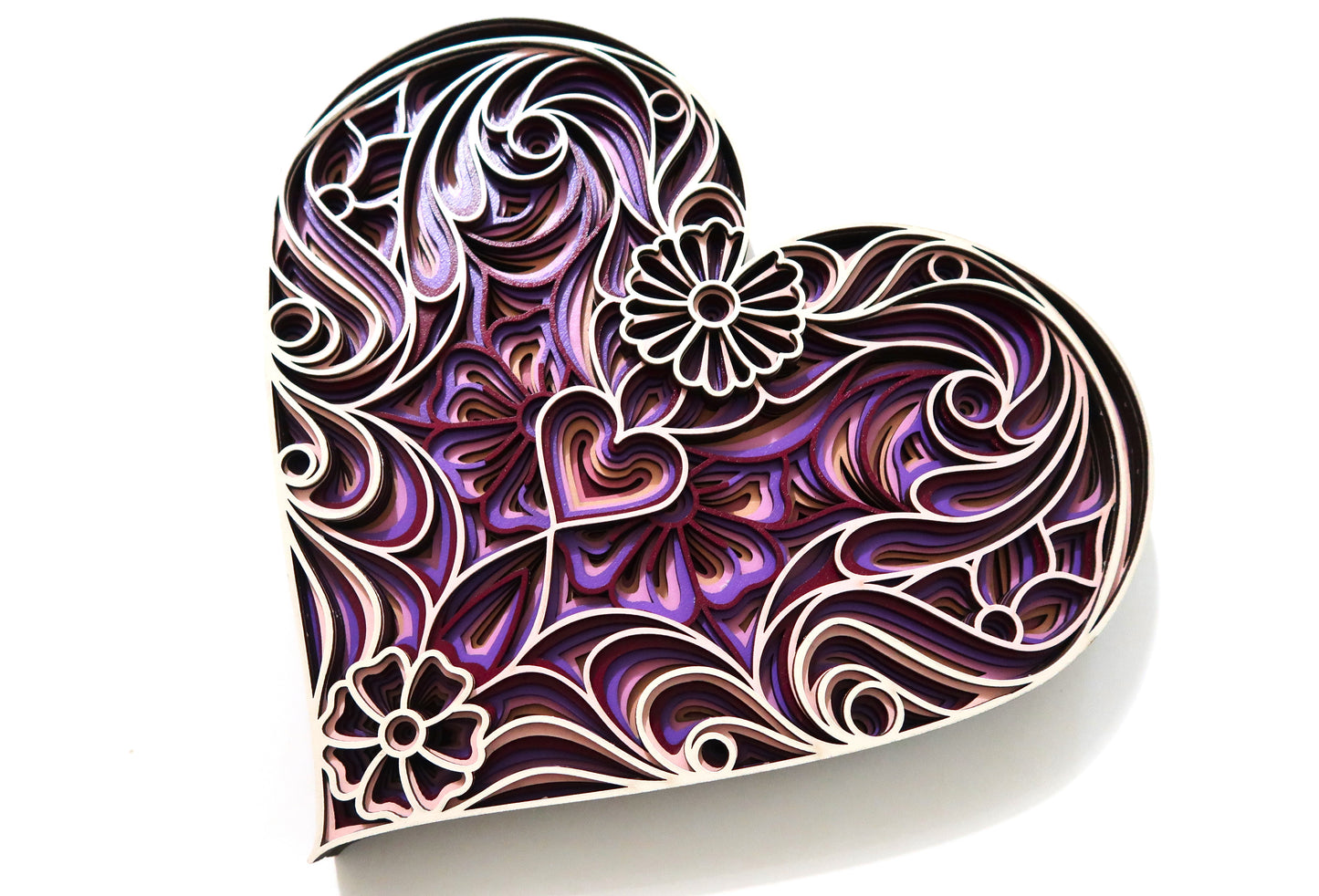 THE SPRING HEART 3-D LASER CUT MANDALA ZENTANGLE WALL ART