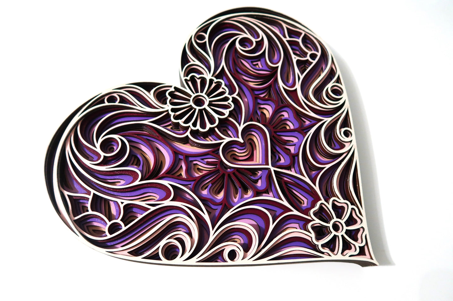 THE SPRING HEART 3-D LASER CUT MANDALA ZENTANGLE WALL ART