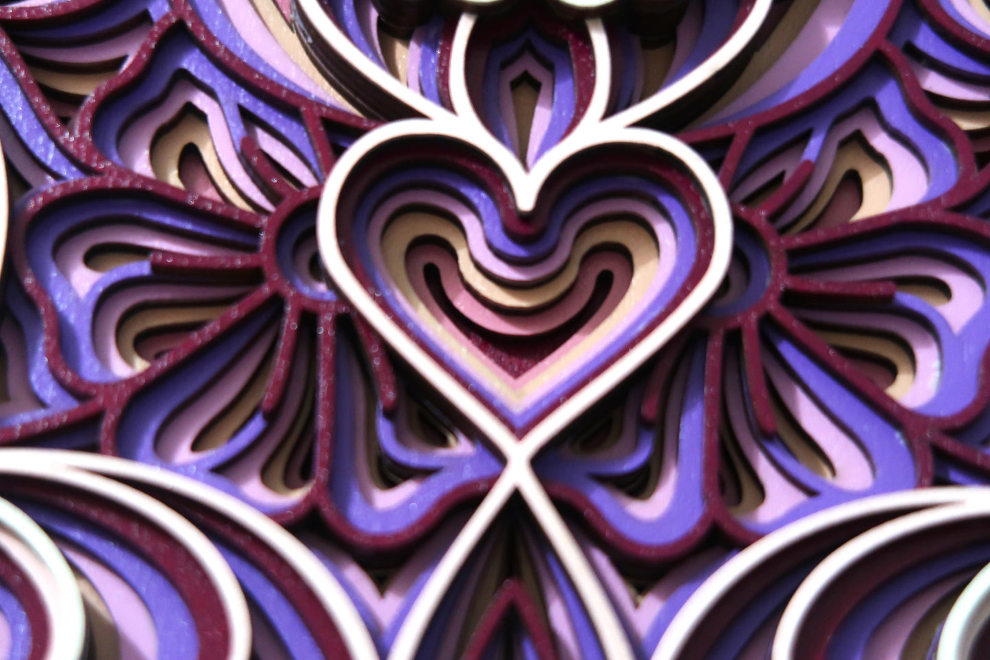 THE SPRING HEART 3-D LASER CUT MANDALA ZENTANGLE WALL ART