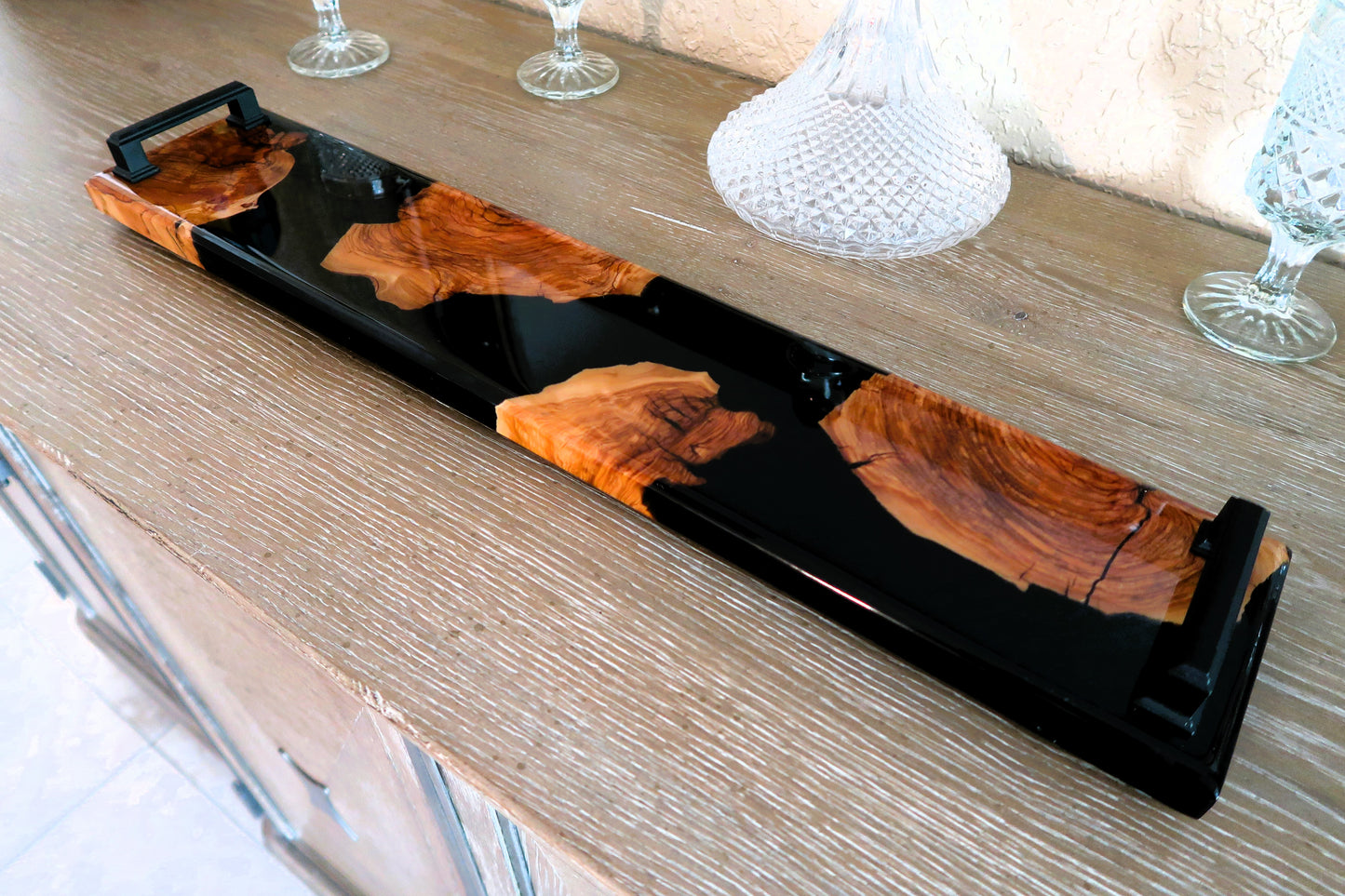 OLIVEWOOD & KOKUYO BLACK RESIN SUSHI/CHARCUTERIE/CHEESEBOARD