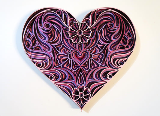 THE SPRING HEART 3-D LASER CUT MANDALA ZENTANGLE WALL ART #2