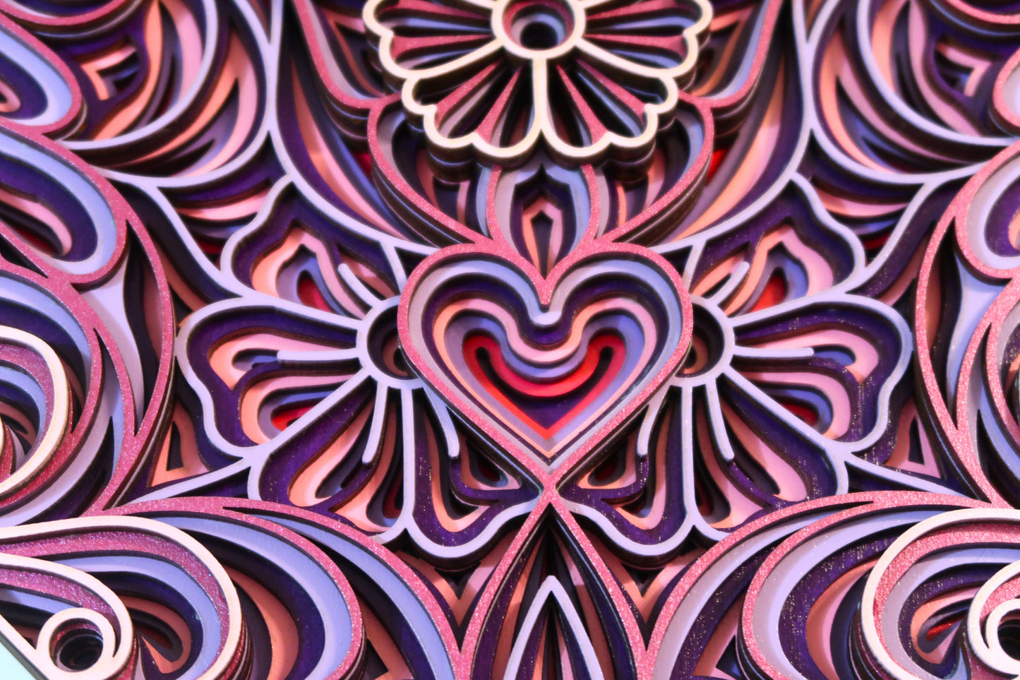 THE SPRING HEART 3-D LASER CUT MANDALA ZENTANGLE WALL ART #2