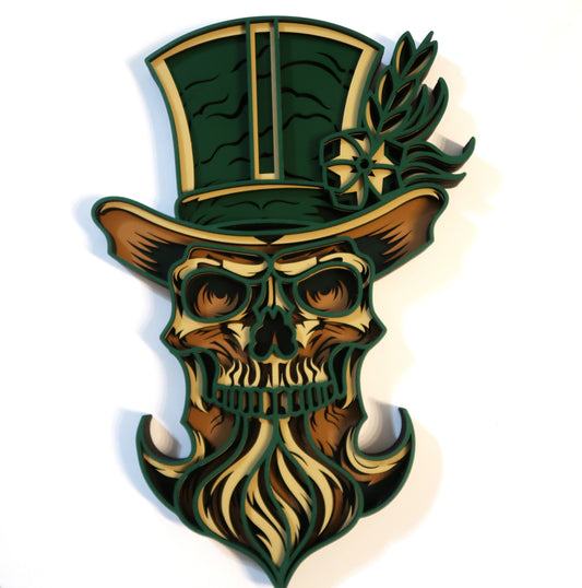 LEPRECHAUN SKULL 3-D LAYERED WALL ART