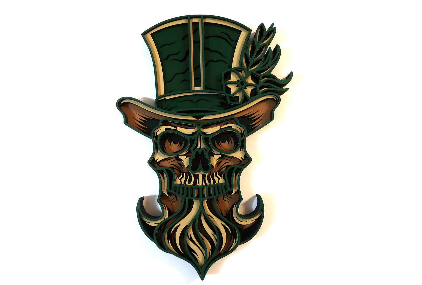 LEPRECHAUN SKULL 3-D LAYERED WALL ART