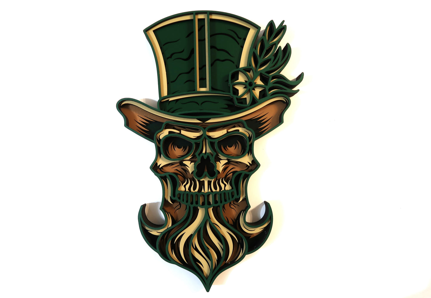 LEPRECHAUN SKULL 3-D LAYERED WALL ART