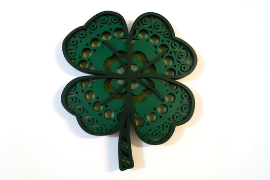 ST. PATRICKS DAY FOUR LEAF CLOVER 3D LAYERED WALL ART STYLE