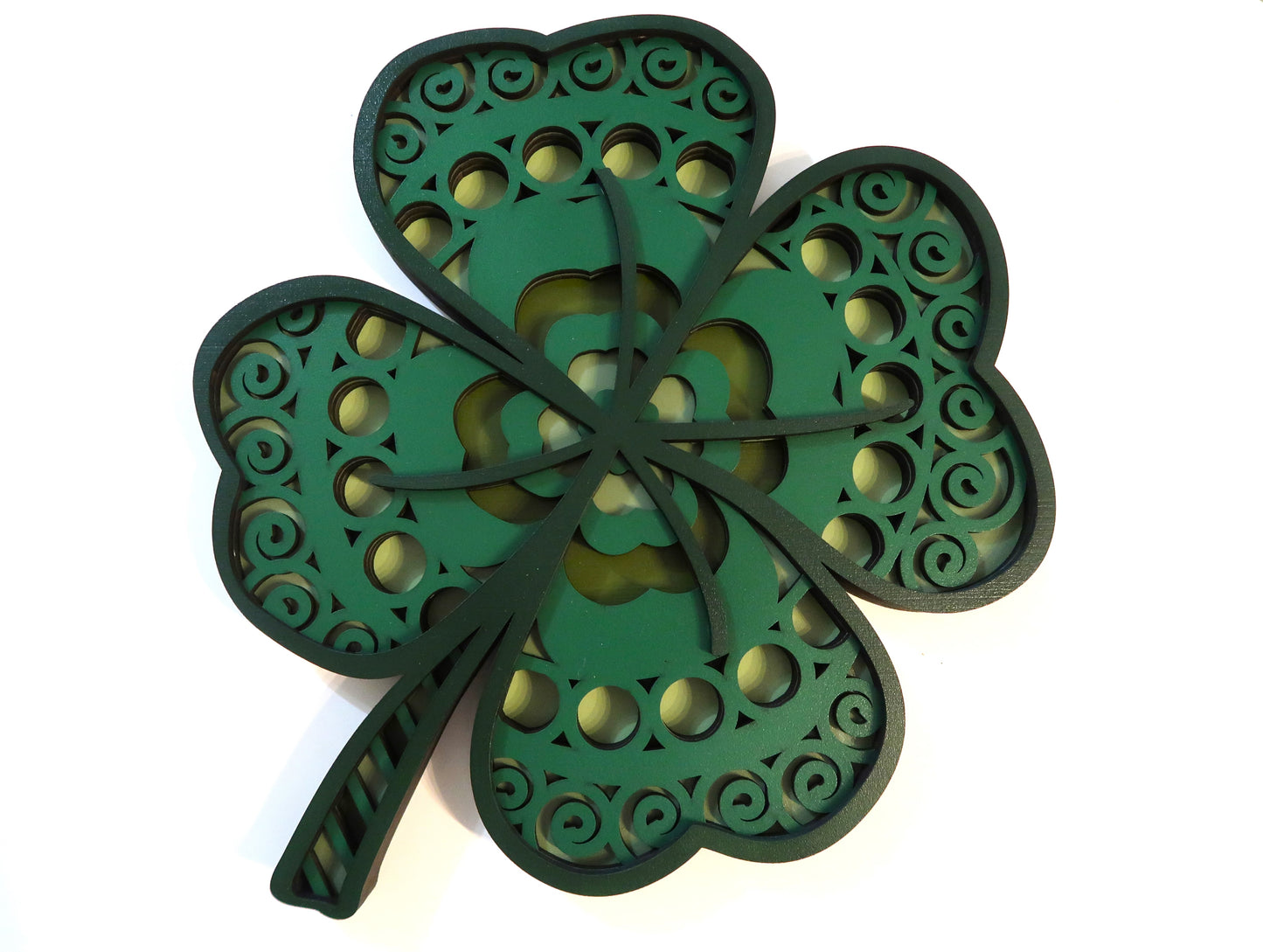 ST. PATRICKS DAY FOUR LEAF CLOVER 3D LAYERED WALL ART STYLE