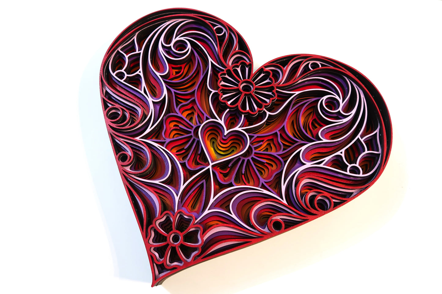 THE SPRING HEART 3-D LASER CUT MANDALA ZENTANGLE WALL ART #3